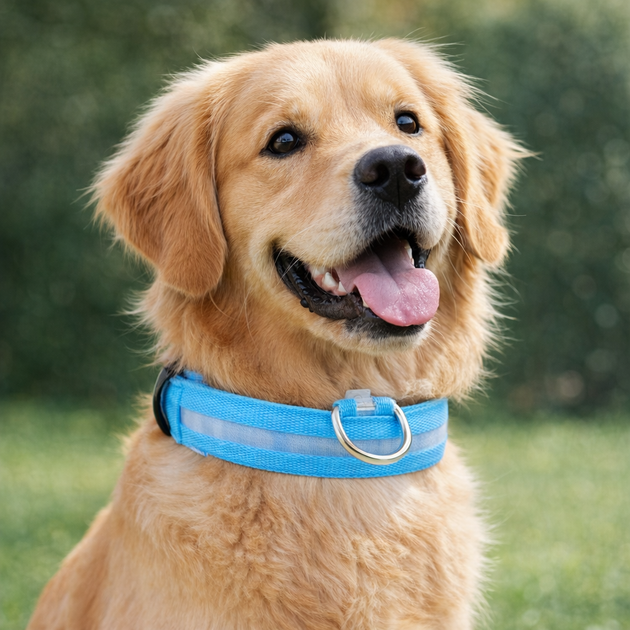 LED Adjustable Dog Collar Blinking Flashing Light Up Glow Pets Safety